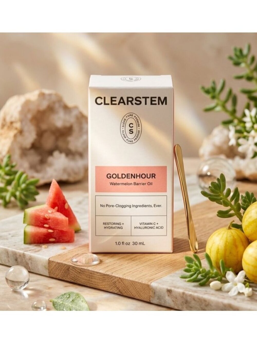 New - CLEARSTEM GOLDENHOUR Watermelon Barrier Oil, 1.0 fl oz